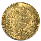 FRENCH 20 FRANC ROOSTERback