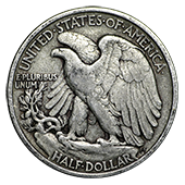 SILVER WALKING LIBERTY HALF DOLLARS back